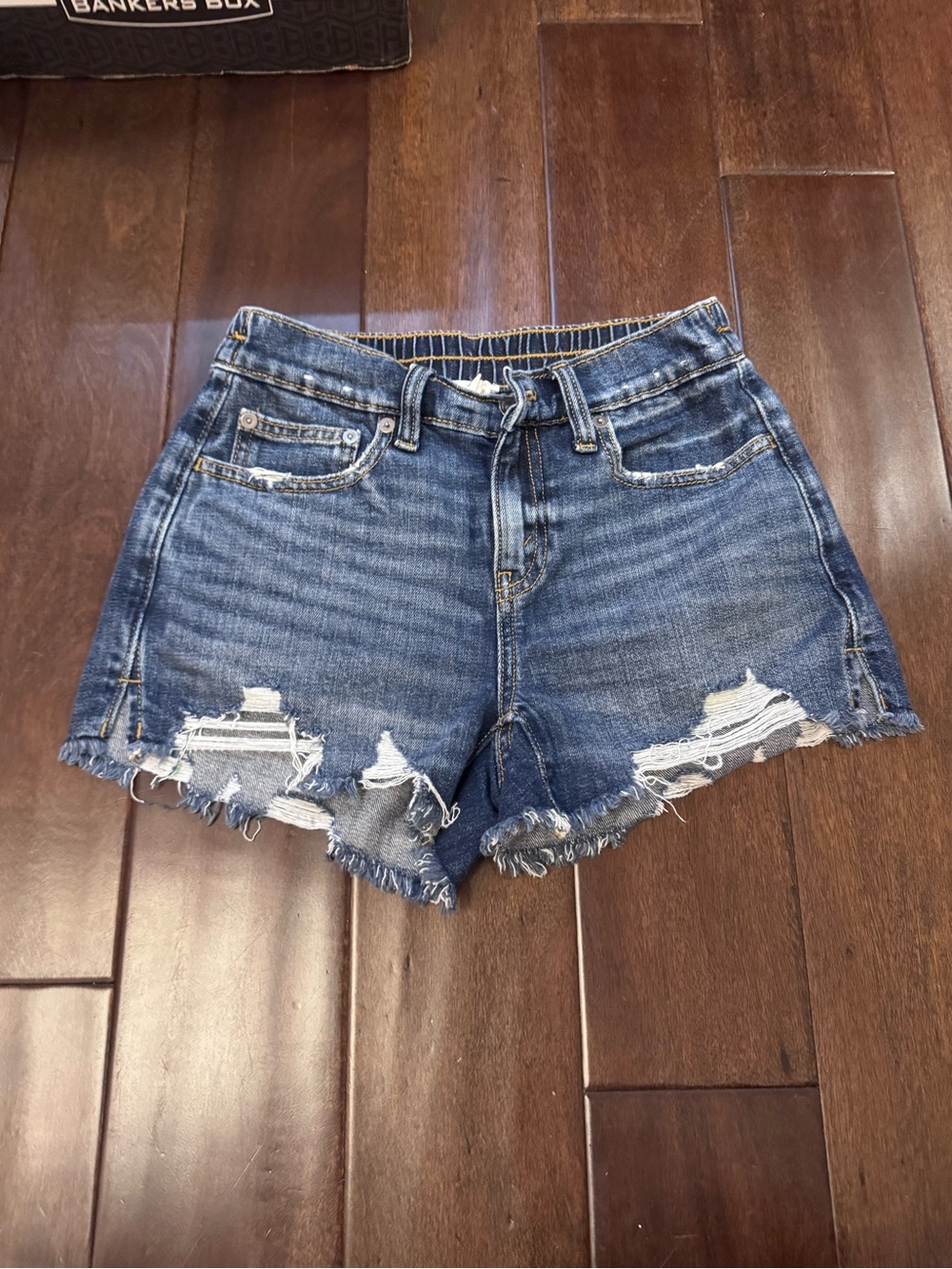 aerie Distressed Dark Blue Denim Cutoff Shorts